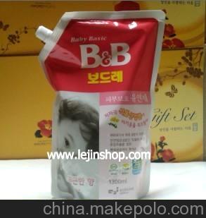 韩国保宁BB 婴儿衣物柔顺剂 清新香性 1300ML粉色 袋装