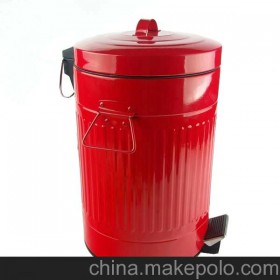 义乌厂家直销红色12升压边脚踏垃圾桶 不锈钢垃圾桶
